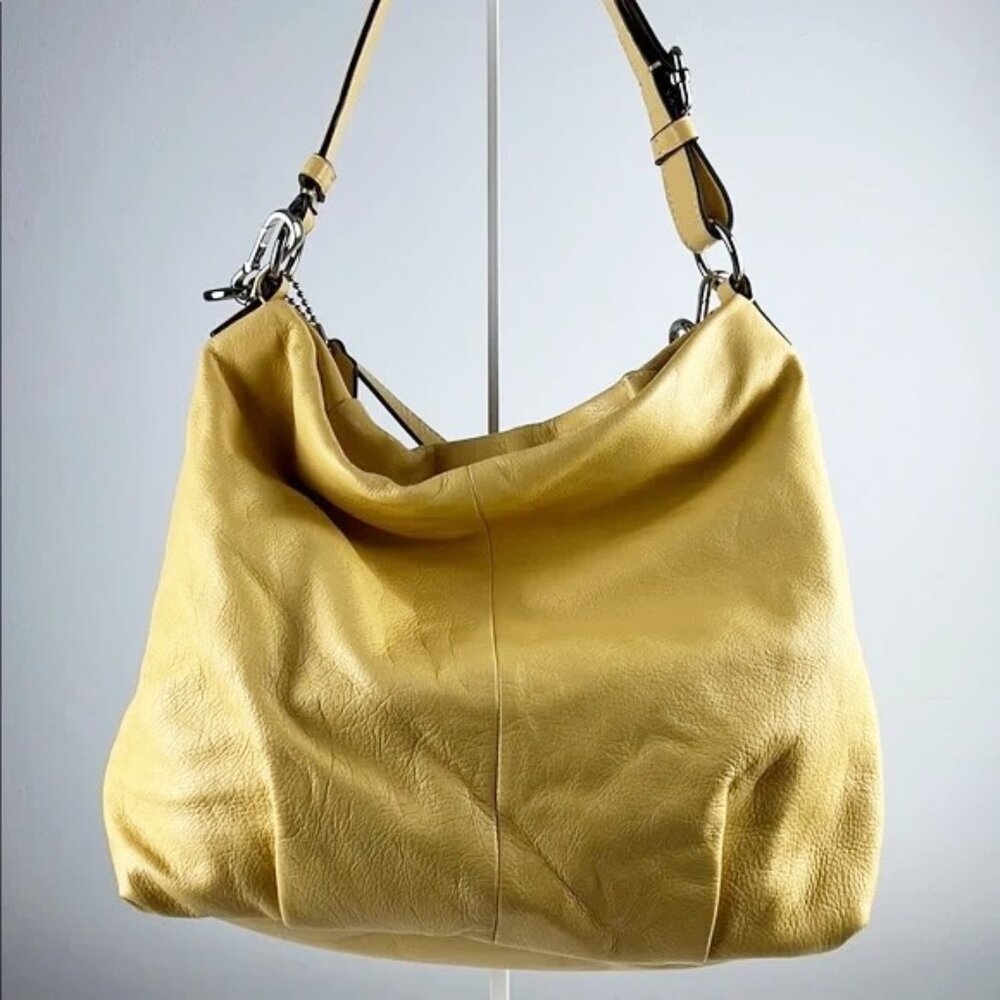 Coach Madison Isabelle Yellow Pebbled Leather Shoulder Crossbody Bag 21224 - Picture 5 of 16